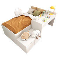 KINDERBETT aus Kiefer-Massivholz und MDF 90x200 cm Weiß mit Schreibtisch und 2 Schubladen - Weiß, Holzwerkstoff (90/200cm) - IVMEU