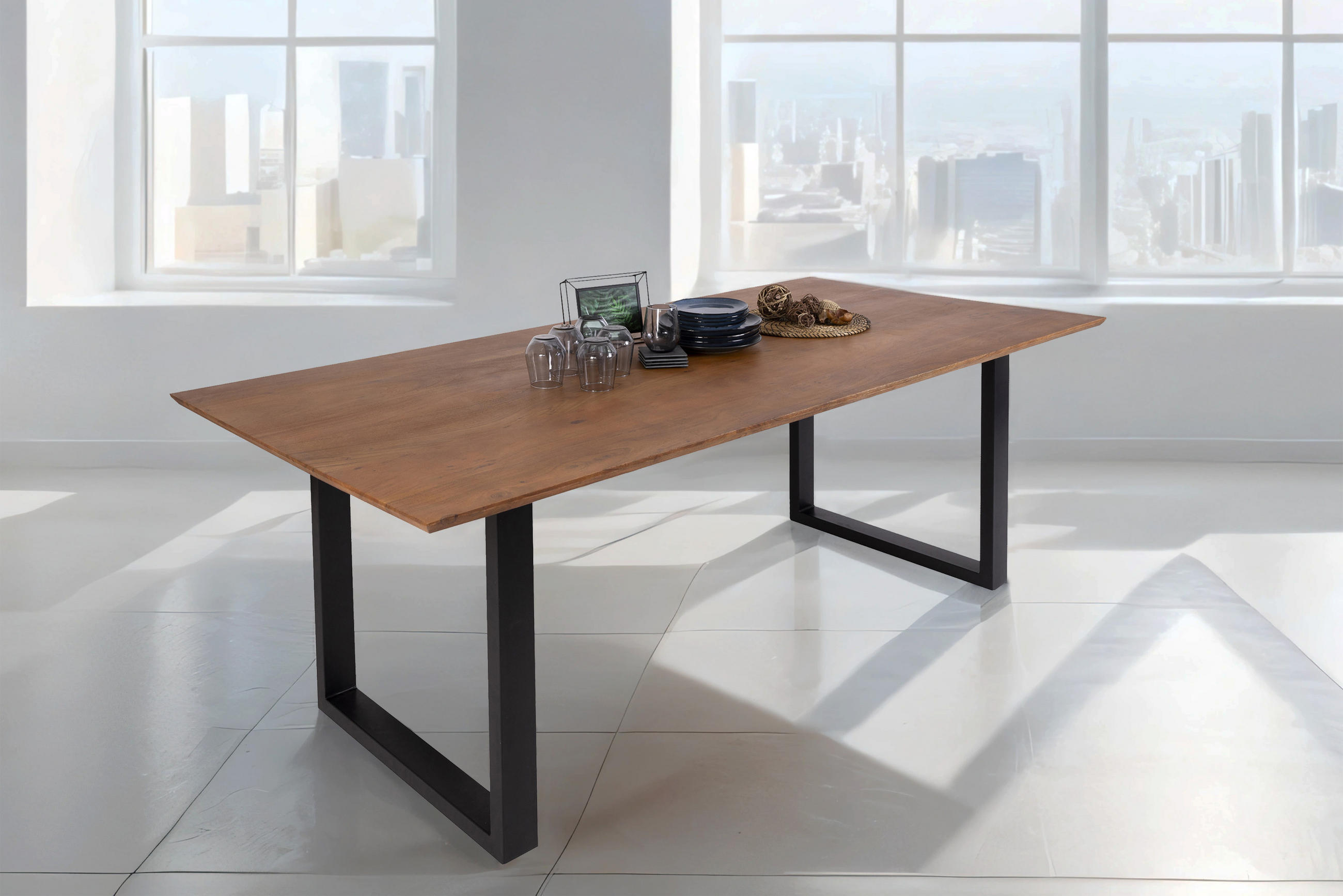 ESSTISCH ATLANTA - Schwarz/Braun, Holz/Metall (100/260/77cm) - SAM