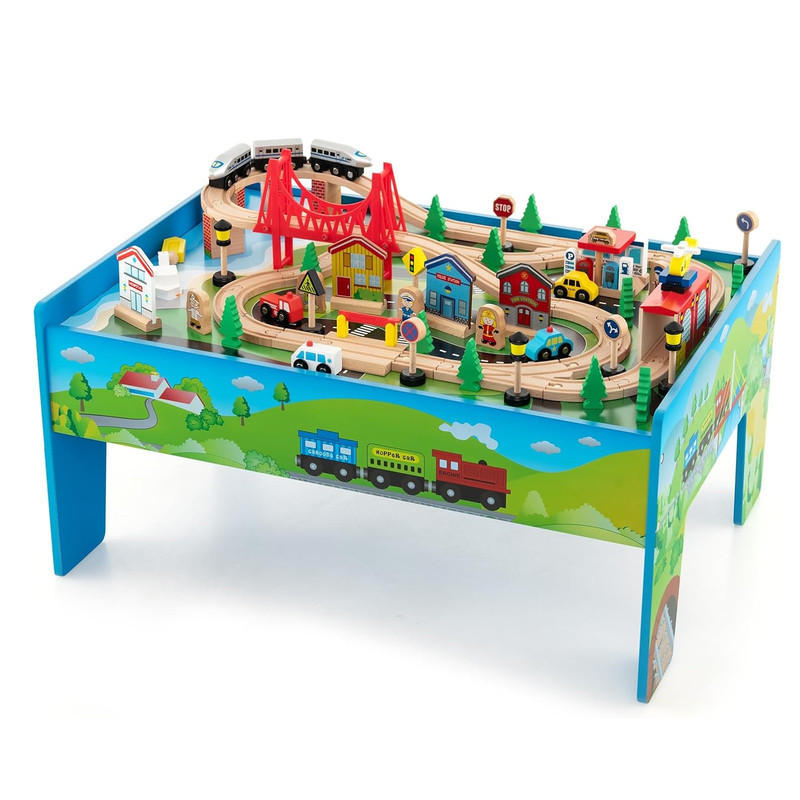 SPIELTISCH aus Holz mehrfarbig(80-tlg) - Multicolor, Holzwerkstoff (82.5/40/60cm) - COSTWAY