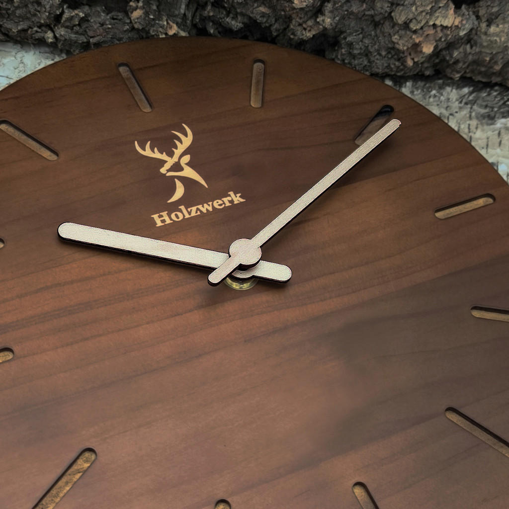 Thumbnail - Holzwerk Wanduhr, Braun, Beige, Holz, Holz Optik, Rund, 25x25x2.2 cm, CE, Dekoration, Uhren, Wanduhren