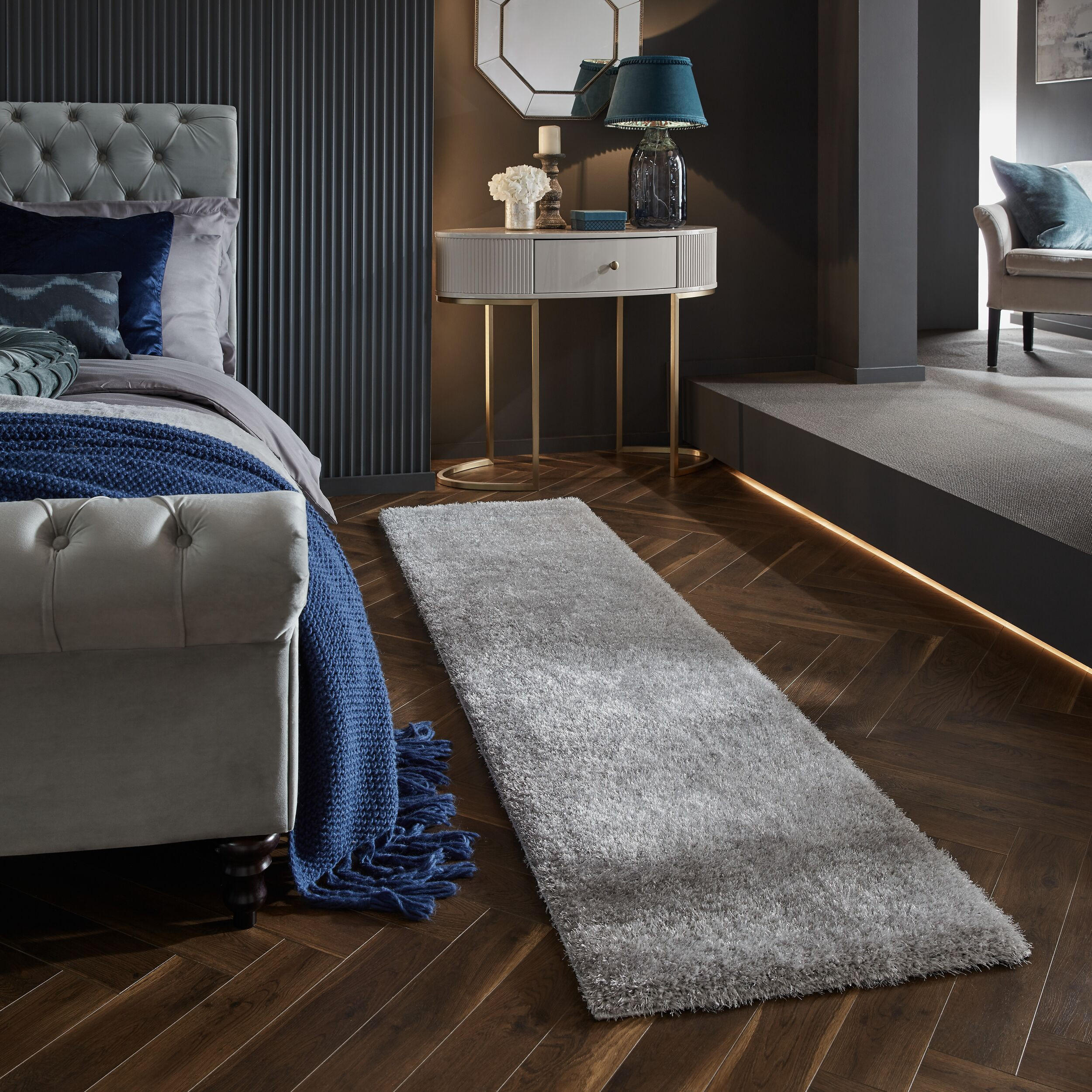 TEPPICH Hochflor Samt-Design, plüschig DOVEL, Grau 60x230 cm - Grau, Textil (60/230cm) - KADIMA DESIGN