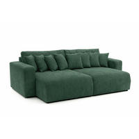 SCHLAFSOFA, Cordstoff Poso, Hellgrau, PIANO DOUBLE - Grün, Holz (246/83/145cm) - Kaiser Möbel