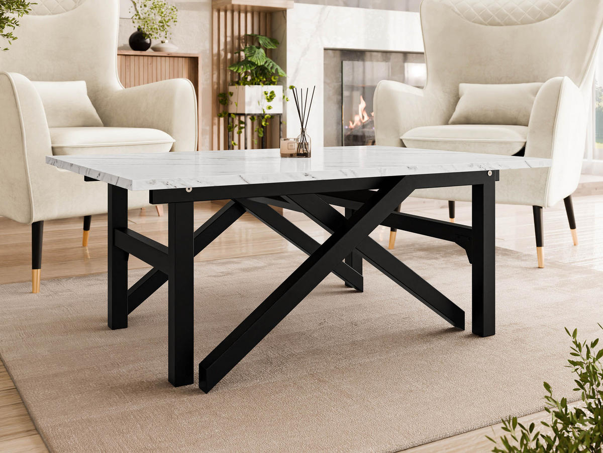 2-IN-1 COUCHTISCH UND ESSTISCH Xena Bis - Schwarz/Weiß, Holzwerkstoff/Metall (70/100/45cm) - MIRJAN24