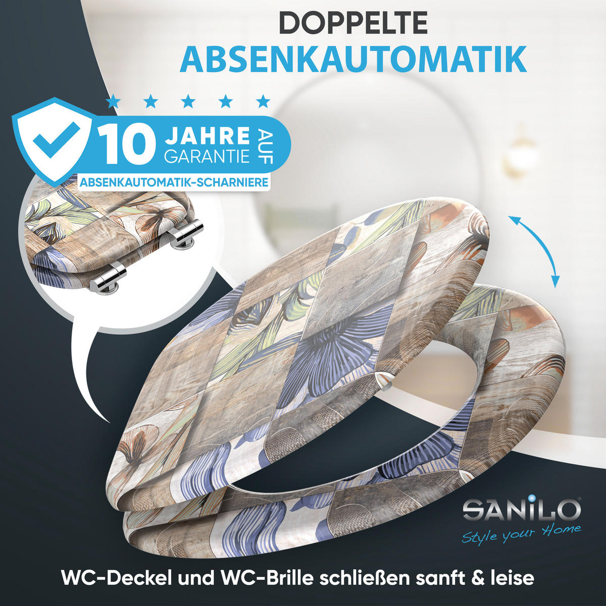 WC Sitz mit Absenkautomatik Livia - Braun, Holzwerkstoff (38/6/47cm) - Sanilo