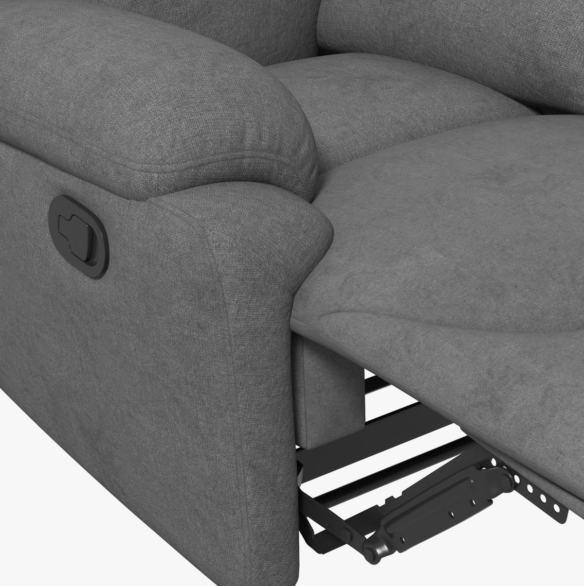RELAXSESSEL Polyester mit Liegefunktion bis 150° 93/88/102 cm Grau - Grau, Textil (88/102/93cm) - Redom