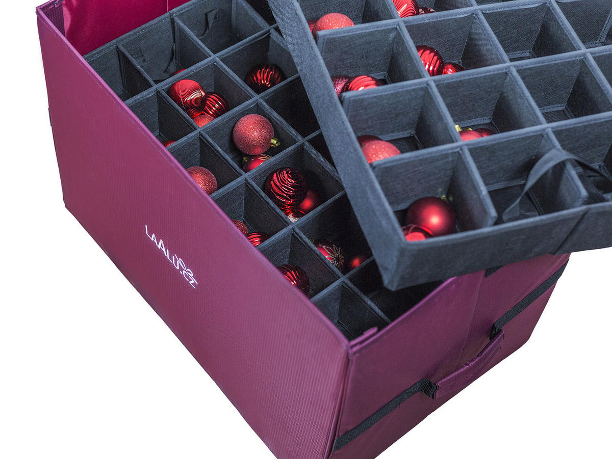 LAALU AUFBEWAHRUNGSBOX für Weihnachtsschmuck und Dekorationen Luxus 96-tlg - Rot, Textil/Metall (0.01/1/0.01cm) - LAALU