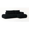 ECKSOFA FLUMA R-S Schwarz Boucle-Stoff mit Schlaffunktion - Schwarz, Holz (274/165cm) - MASSENO