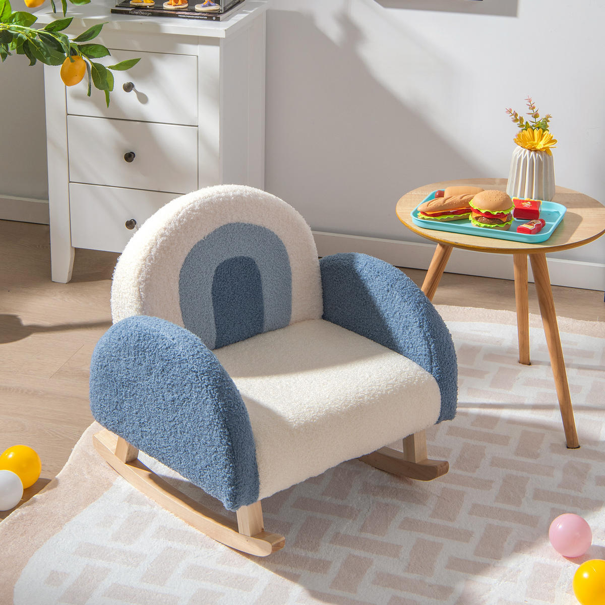 KINDERSOFA 51cm Blau - Blau, Textil (49/51/51cm) - COSTWAY