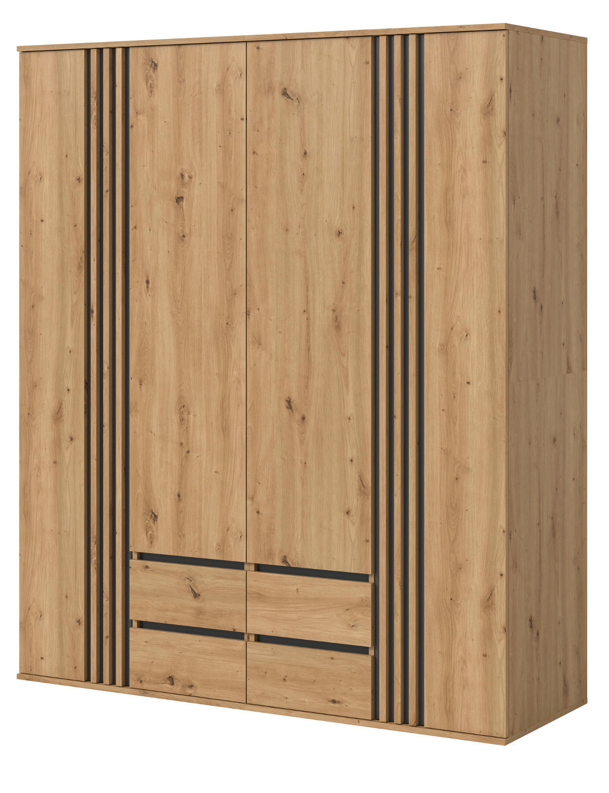 Inn.Furn Kleiderschrank Eiche Artisan, Anthrazit 160x192x56 cm