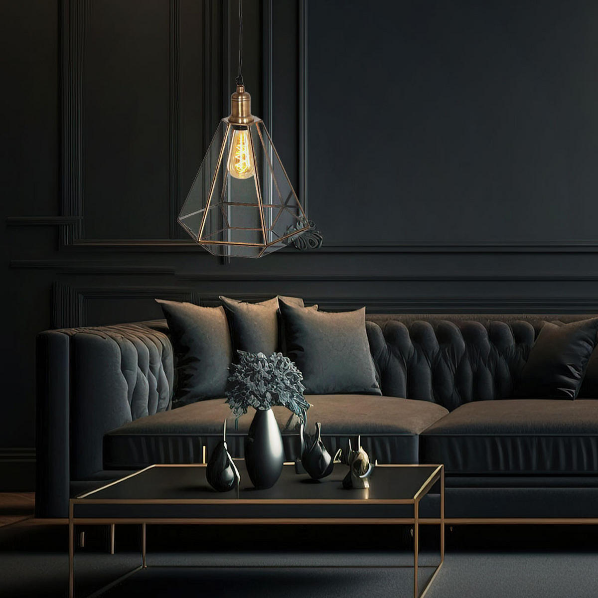 HÄNGELEUCHTE Metall Glas Bronze - Bronzefarben, Glas (26/26/150cm)