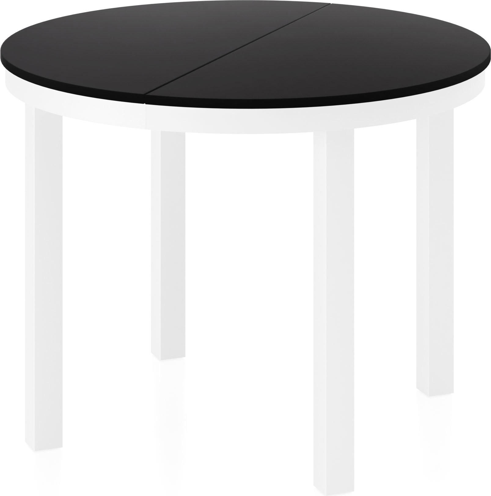 ESSTISCH Rowan Weiß runder ausziehbarer, Schwarz 100-176/100/76 cm - Schwarz/Weiß, Holzwerkstoff/Metall (100/176/76cm) - WFL GROUP