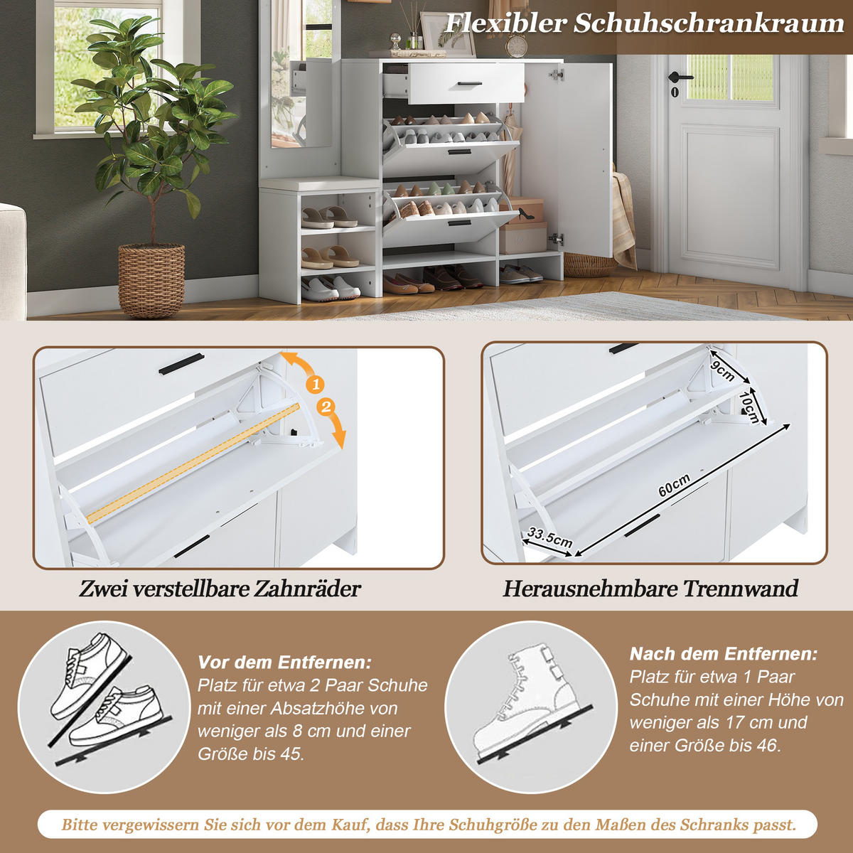 GARDEROBENSCHRANK mit Schuhschrank Spiegel und Schuhwechselbank mit Stauraum Weiß 140/30/200 cm - Weiß, Holzwerkstoff (140/200/30cm) - EVRYAE