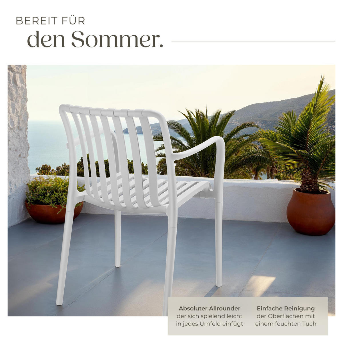 GARTENSTÜHLE Alcudia,54,5 x 58 x 80,5 cm, Belastbarkeit 120 kg,weiß - Creme, Textil (54.5/80.5/58cm) - tectake