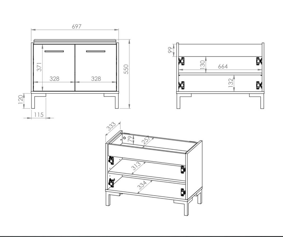 SCHUHSCHRANK NEVIO Beige 70x34x54 cm - Beige, Holzwerkstoff (70/54/34cm) - FURNLUX