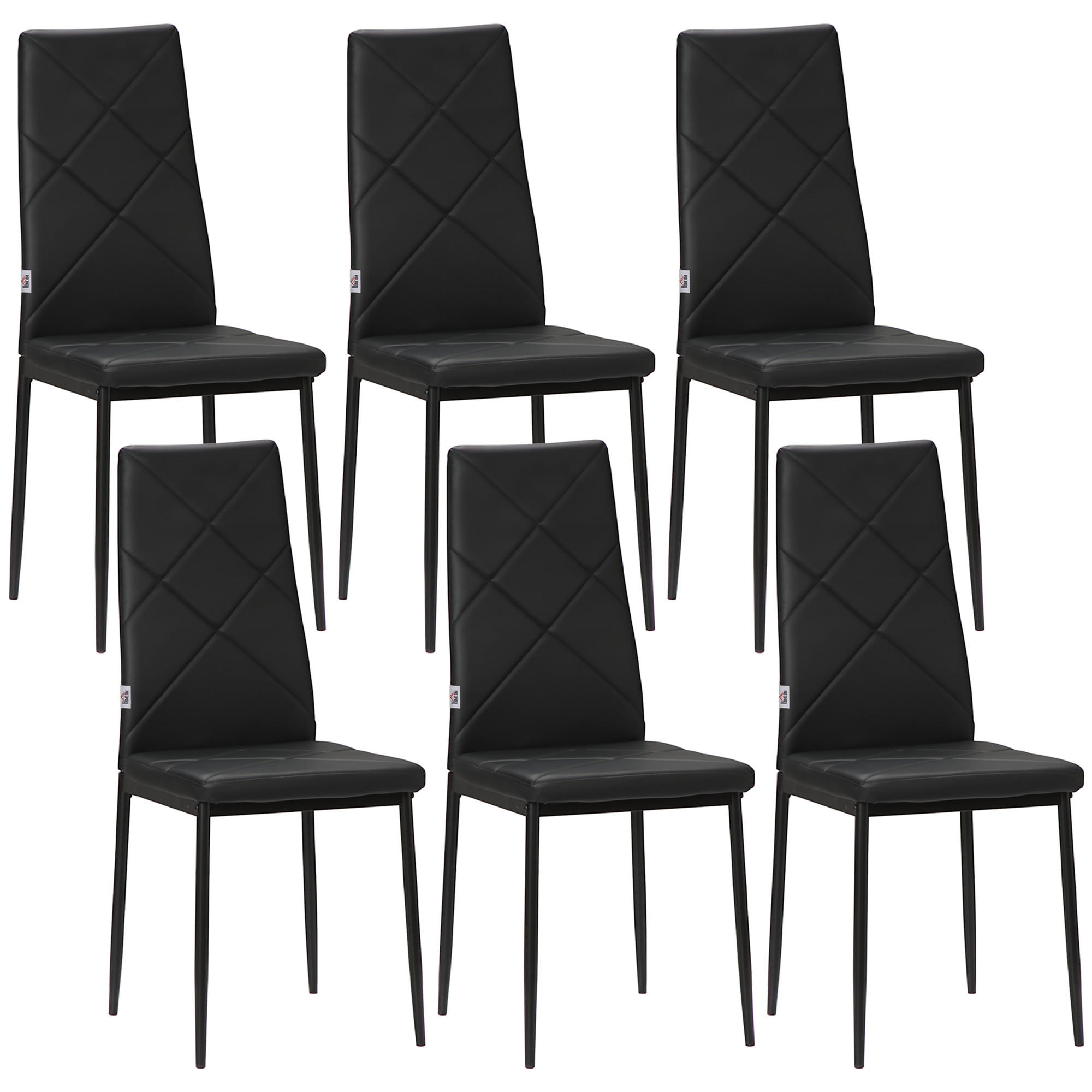 STÜHLE Schwarz 6 Stück - Schwarz, Leder (41/97/50cm) - GiPP
