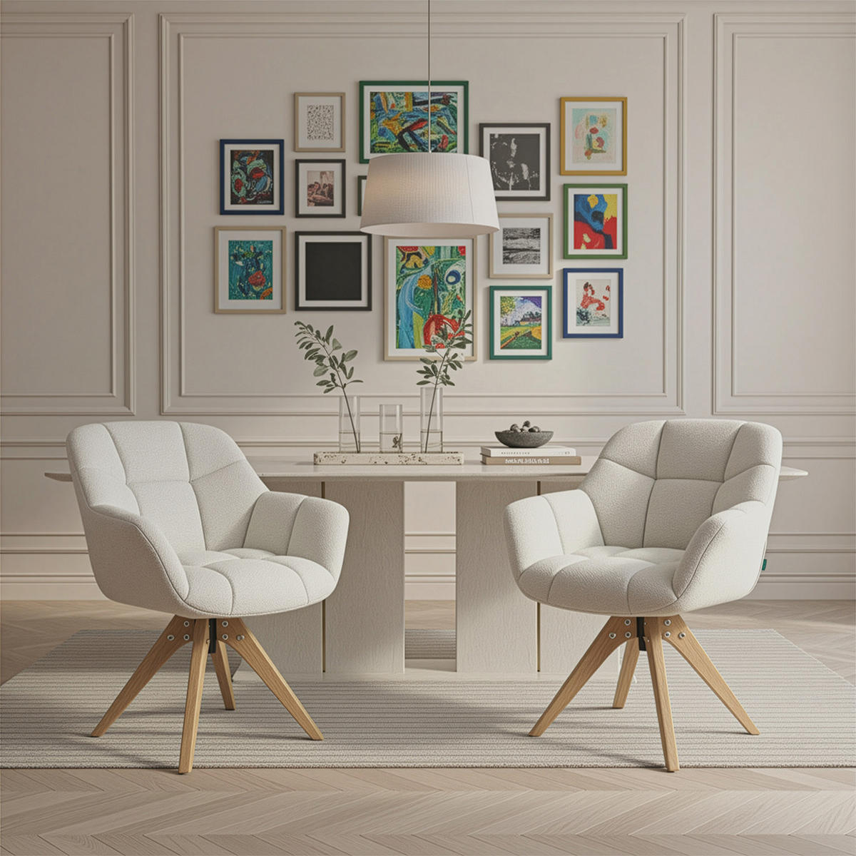 DREHSTUHL Mika-Nele - Honigeiche/Creme, Eichenholz/Holz (65/81/66cm) - DUBI Möbel