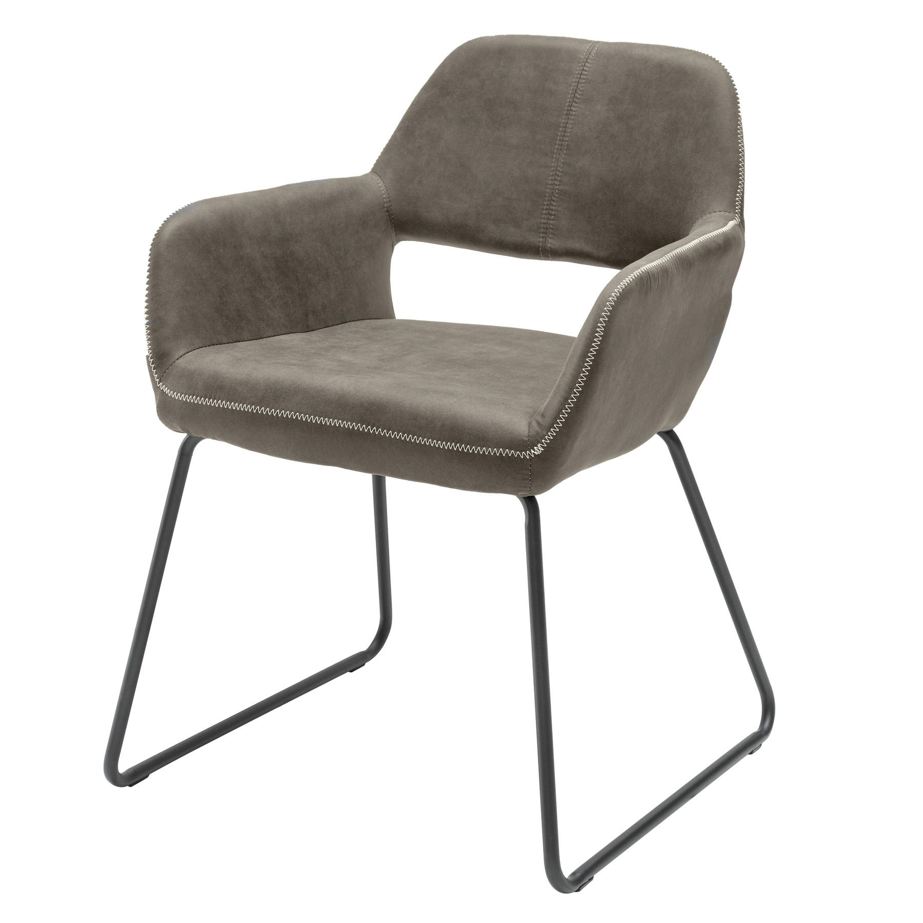 STUHL MUSTANG Microfaser Taupe 80 cm - Taupe/Schwarz, Textil/Metall (57/77/61cm) - riess-ambiente
