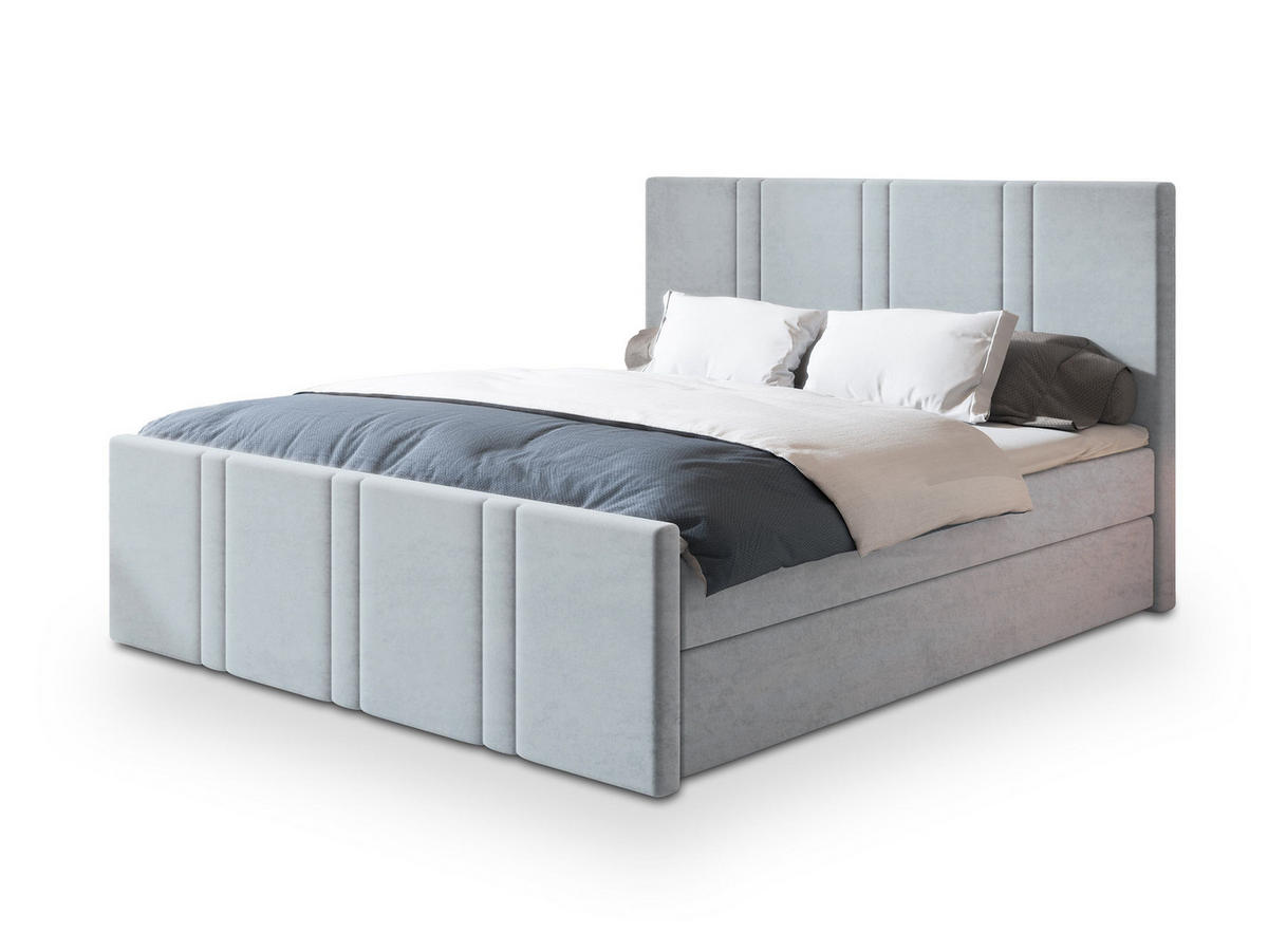 POSTEL BOXSPRING COMOZA 160x200 cm, s matrací a úložným prostorem, světle šedá - světle šedá, kompozitní dřevo/textil (160/200cm) - MASSENO