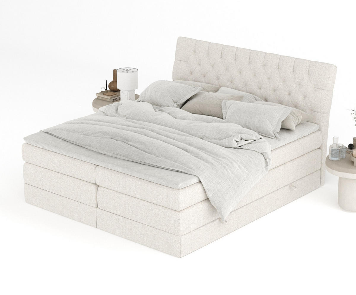 BOXSPRINGBETT Seraphine Beige 200/200 cm - Beige/Schwarz, Holz/Holzwerkstoff (200/200cm) - Maison de Reve