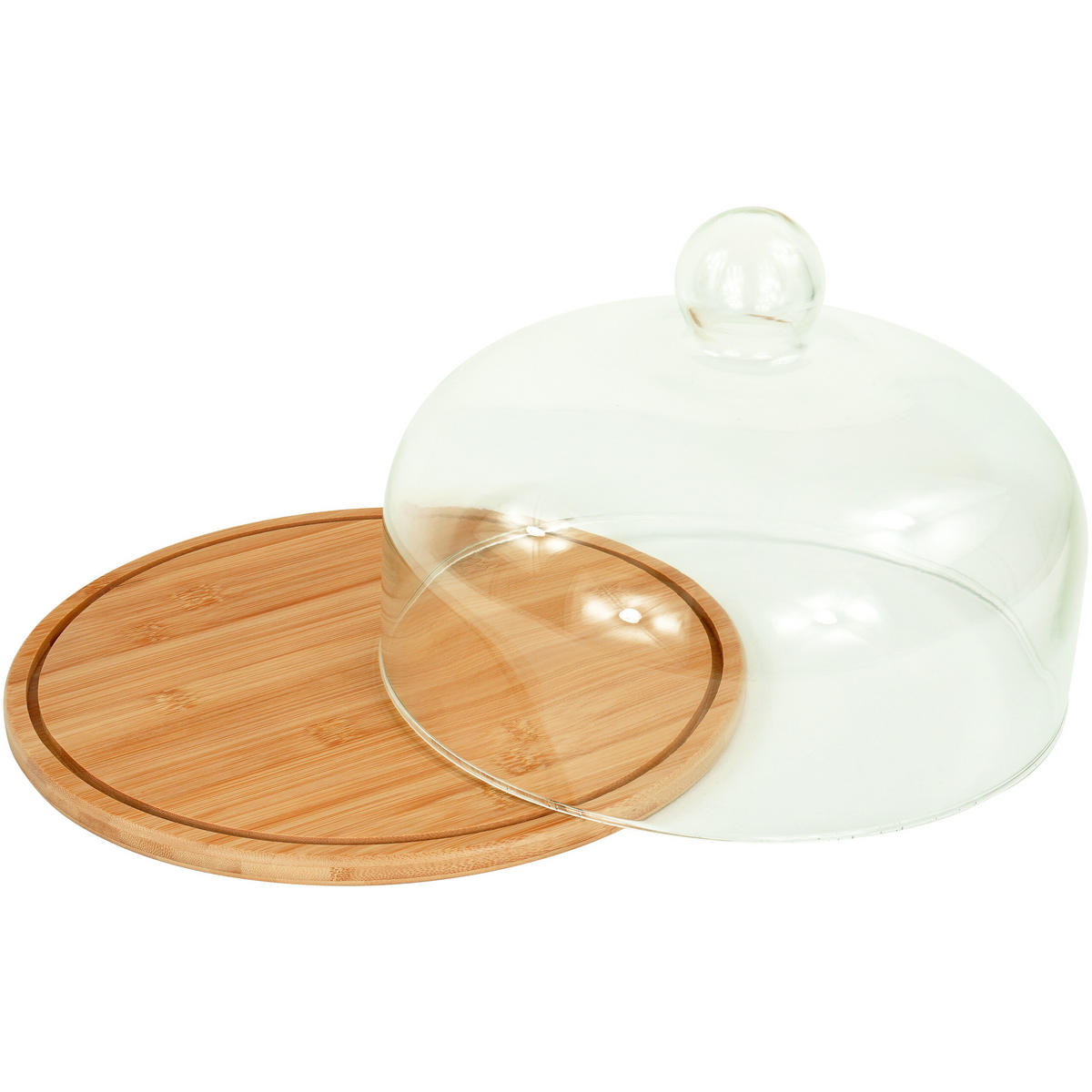 TORTENPLATTE - Hellbraun, Glas/Holz (28/16/28cm) - Relaxdays