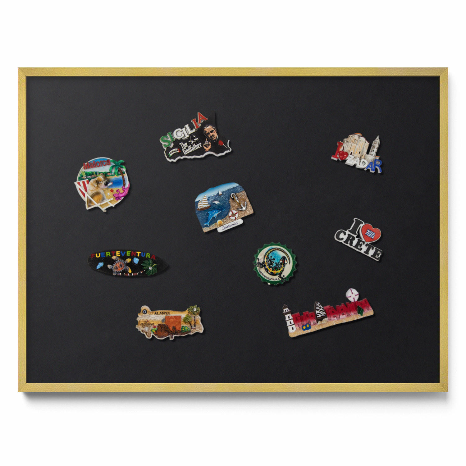 MAGNETTAFEL 80x60 cm Goldener Rahmen Farbe Schwarz - Mokka, Metall (80/60/0.4cm) - TULUP