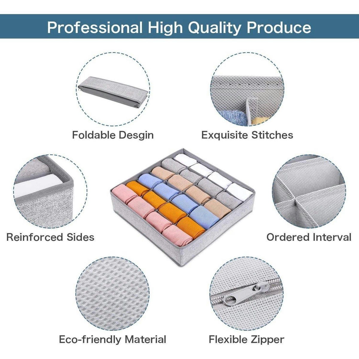 SCHUBLADEN-ORGANIZER 2er Set 24 Zellen faltbar 30 x 30 x 9 cm - Multicolor, Textil (8.9/33.8/33.8cm)