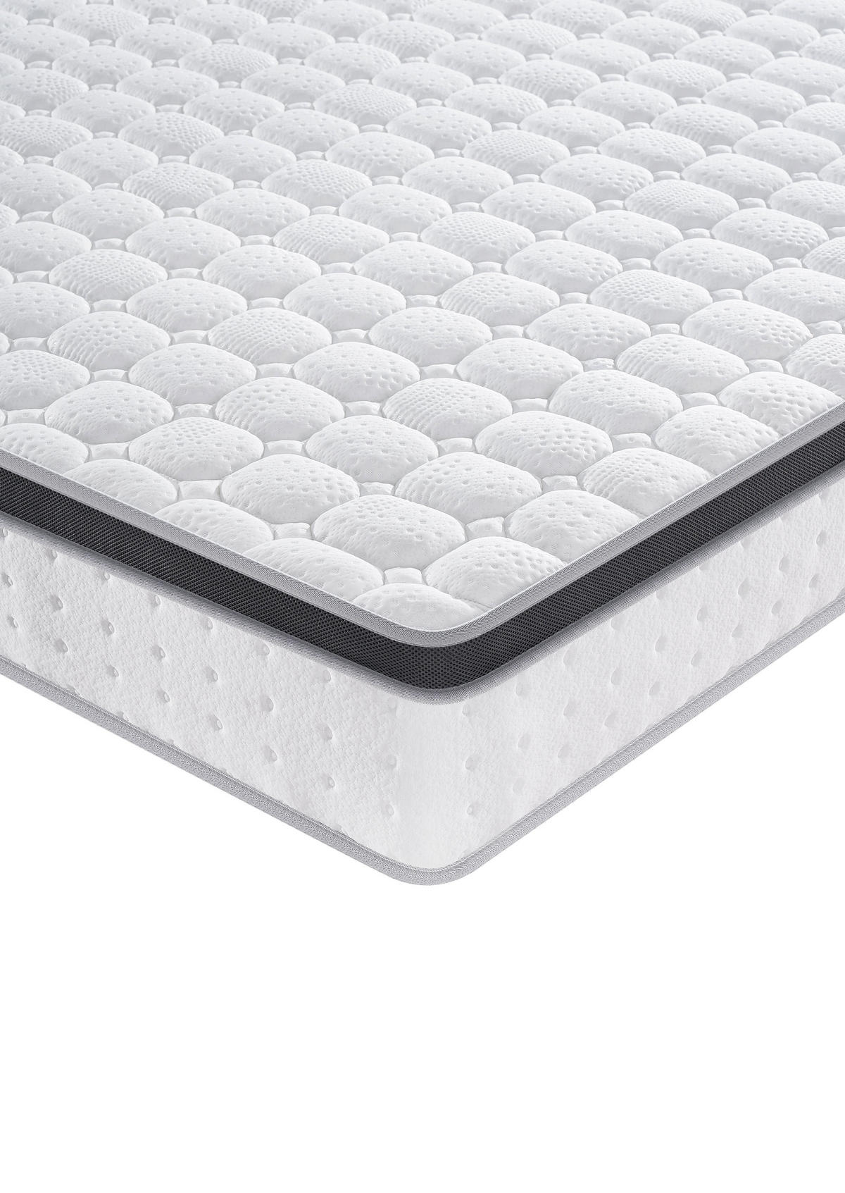 TASCHENFEDERKERNMATRATZE komfortabel, 90/190 cm, Höhe ca.: 25 cm, viskoelastische Schaumschicht - Weiß, Textil (90/190cm) - TEENO
