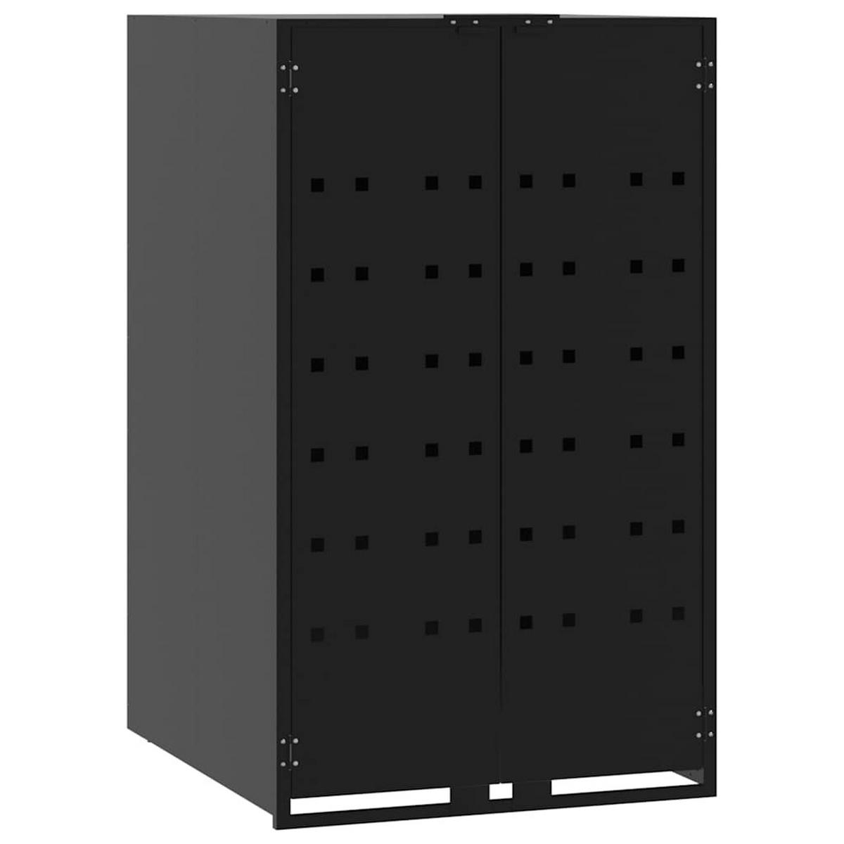 MÜLLTONNENBOX Gorilo für 3 Tonnen Schwarz 207x79x117 cm - Schwarz, Metall (207/117/79cm) - DELUKE