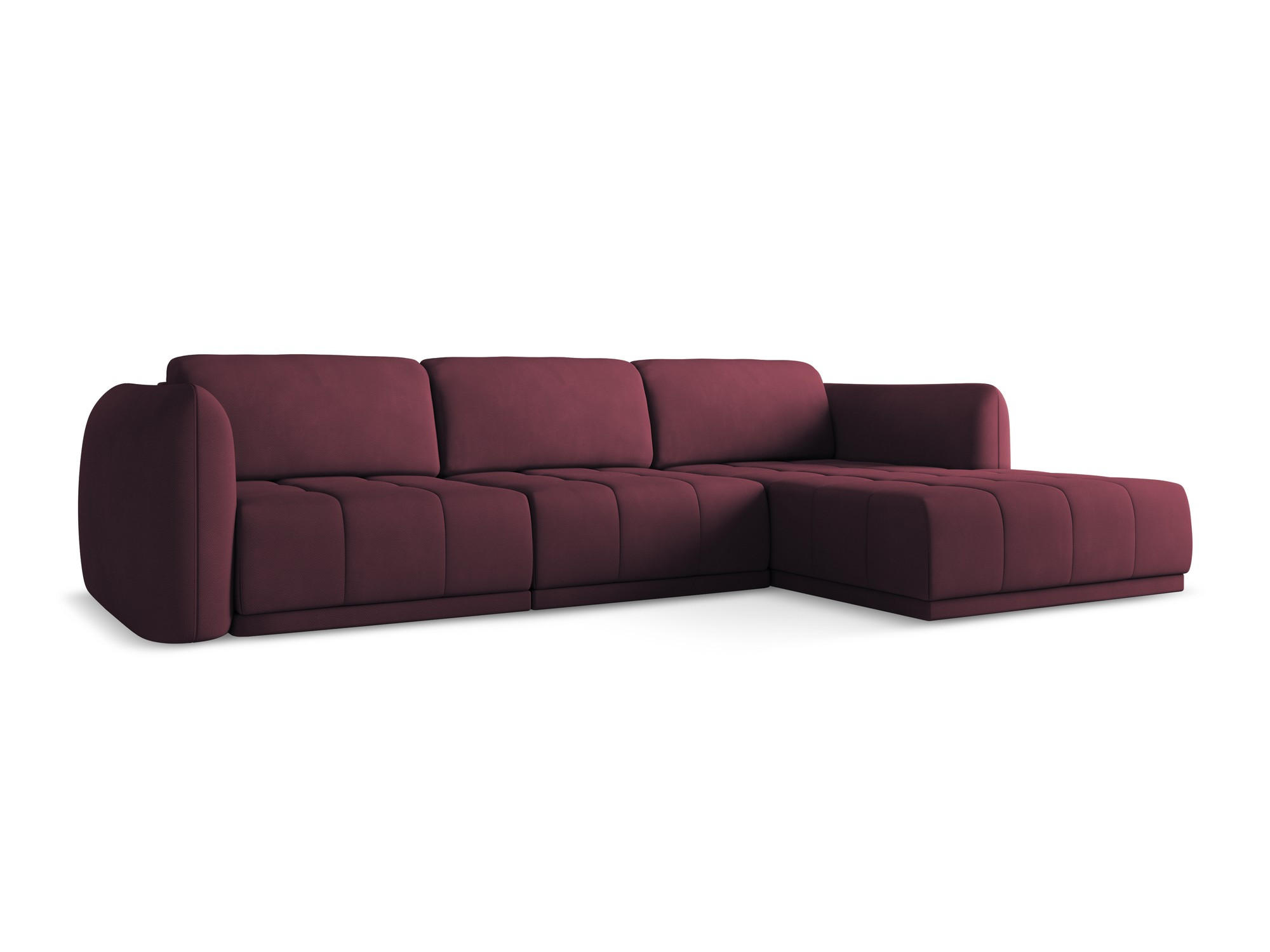 ECKSOFA Rechts Chenille Stoff Rot - Rot/Weinrot, Kunststoff/Textil (290/170cm) - Makamii