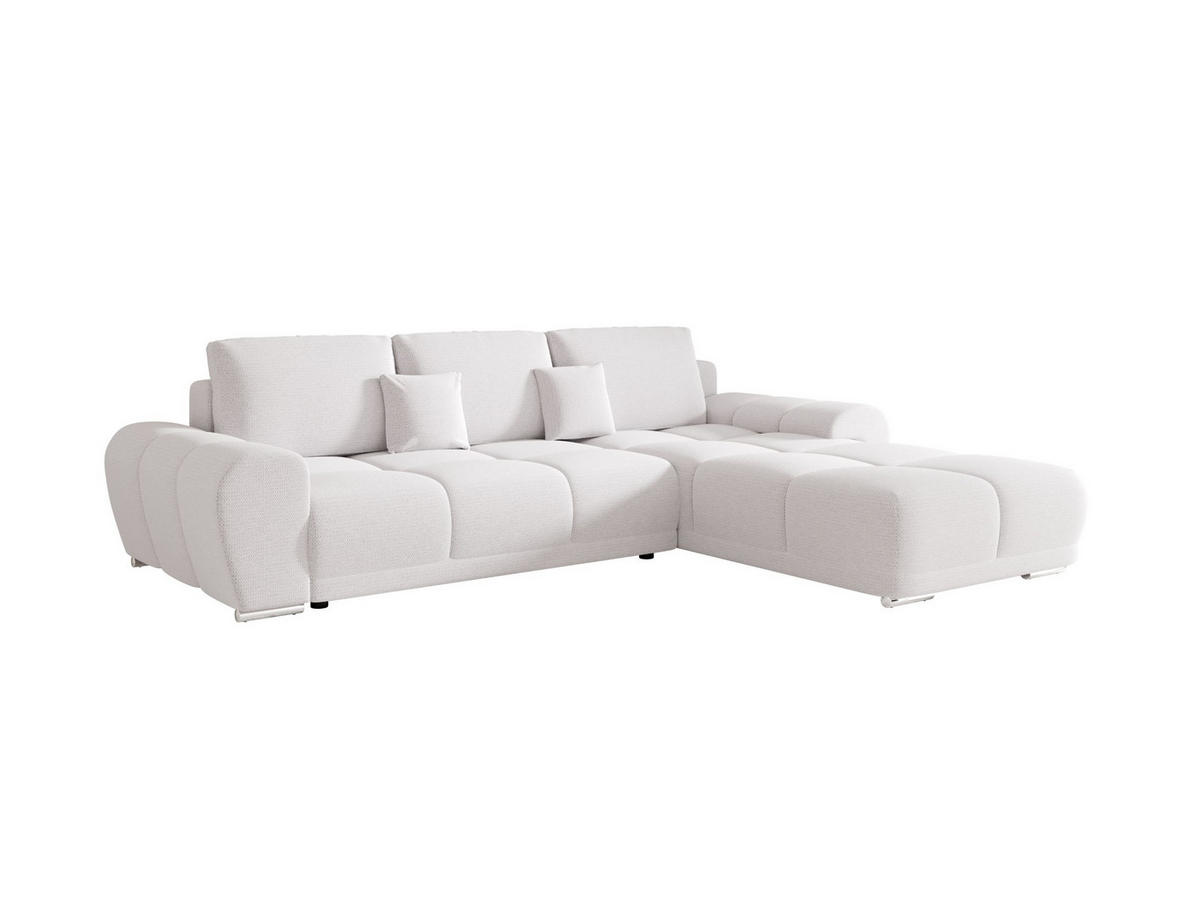 ECKSOFA BEGA L Rechts ARAGON 01 mit Schlaffunktion - Weiß, Textil (289/185cm) - Bedante