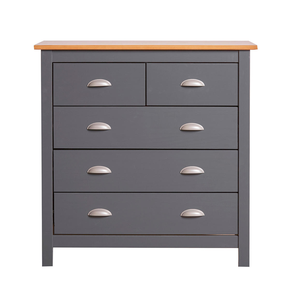 KOMMODE 79/80/40 Jade Grau - Anthrazit, Holz (79/80/40cm)