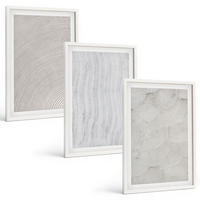 BILDER SET 3er Set - 40x60 cm Weißer Rahmen - Sandmuster geometrische Strukturen - Weiß, Kunststoff (40/60cm) - TULUP