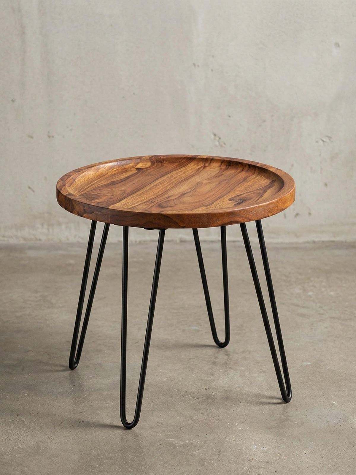 COUCHTISCH in Braun, Sheeshamholz mit Haarnadelbeinen, Modernes Design - Schwarz/Braun, Holz/Metall (41/45/40cm) - KADIMA DESIGN