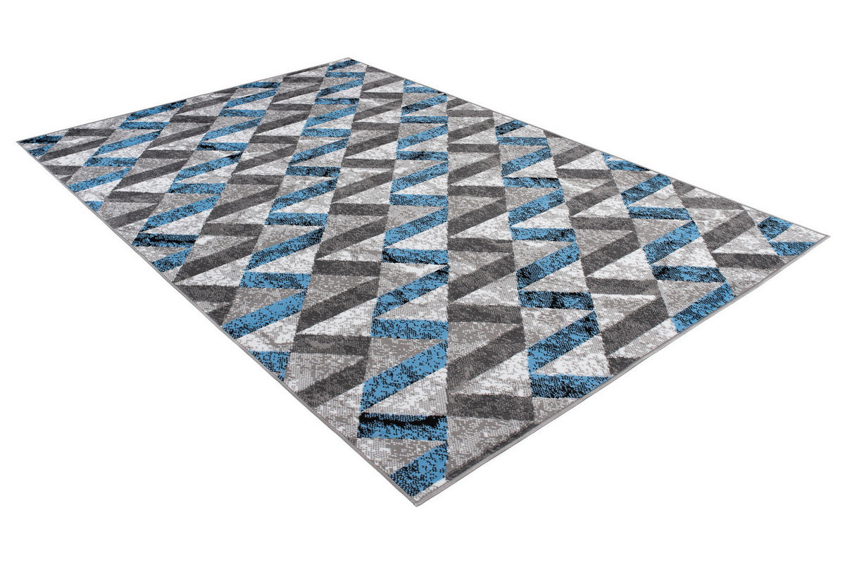 TEPPICH MAYA Blau Geometrisch Streifen Meliert 140/200 cm - Blau, Textil (140/200cm) - Tapiso