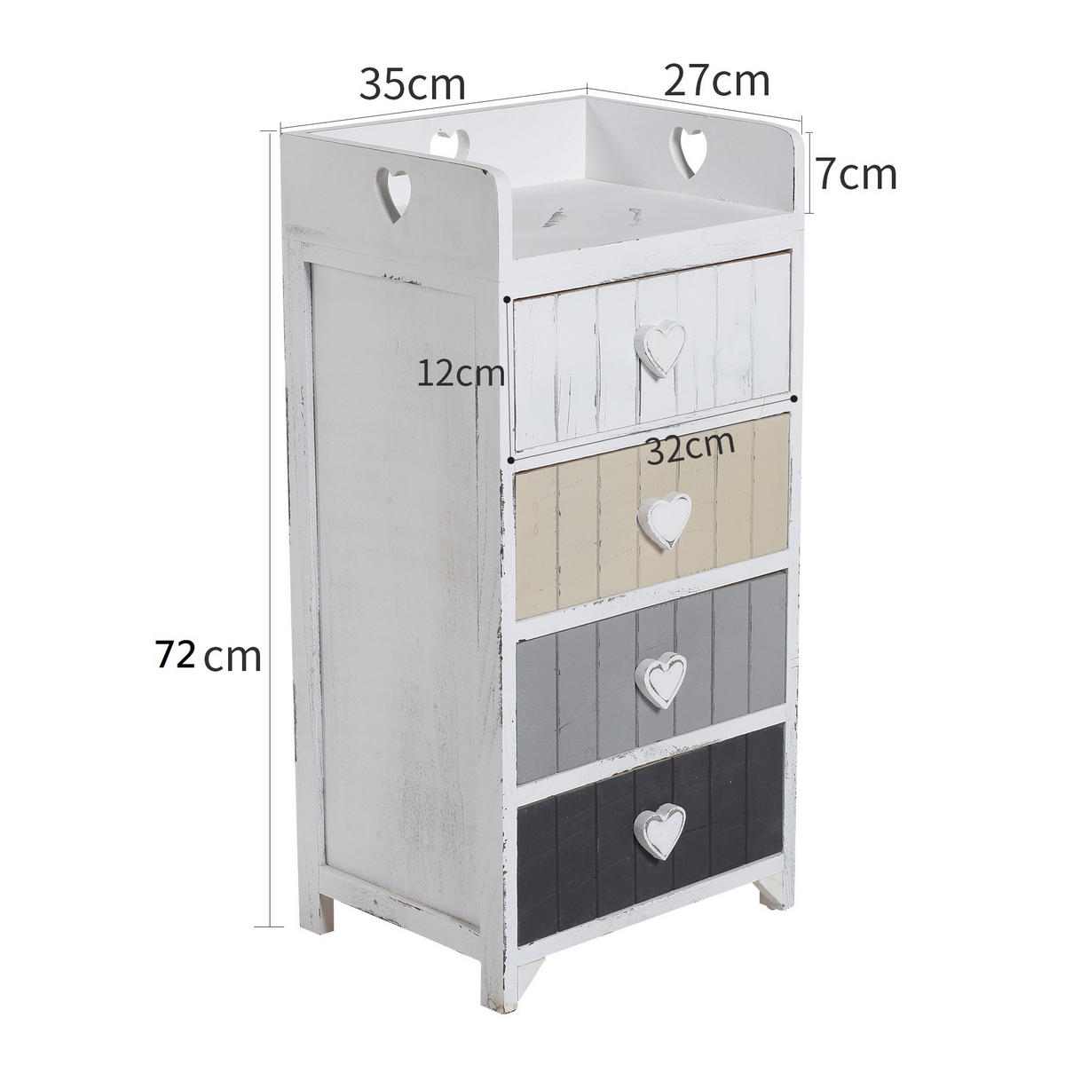 KOMMODE Weiß 28/35/72 cm - Weiß, Holzwerkstoff (28/72/35cm) - Mobili Rebecca