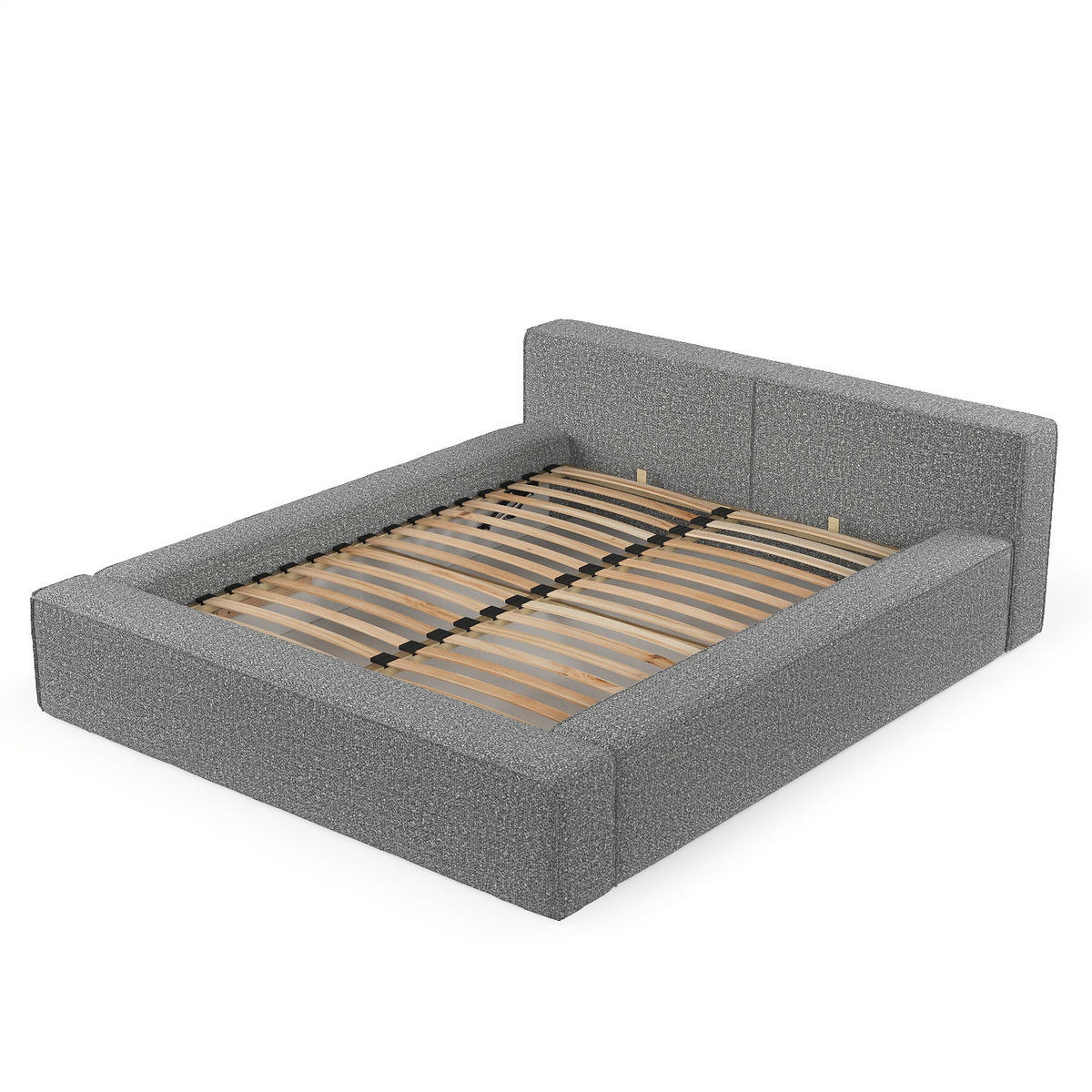 POLSTERBETT Casto mit Stauraum 160/200 cm Hellgrau im Blur Stoff - Hellgrau/Schwarz, Holz/Holzwerkstoff (160/200cm) - AltaBeds