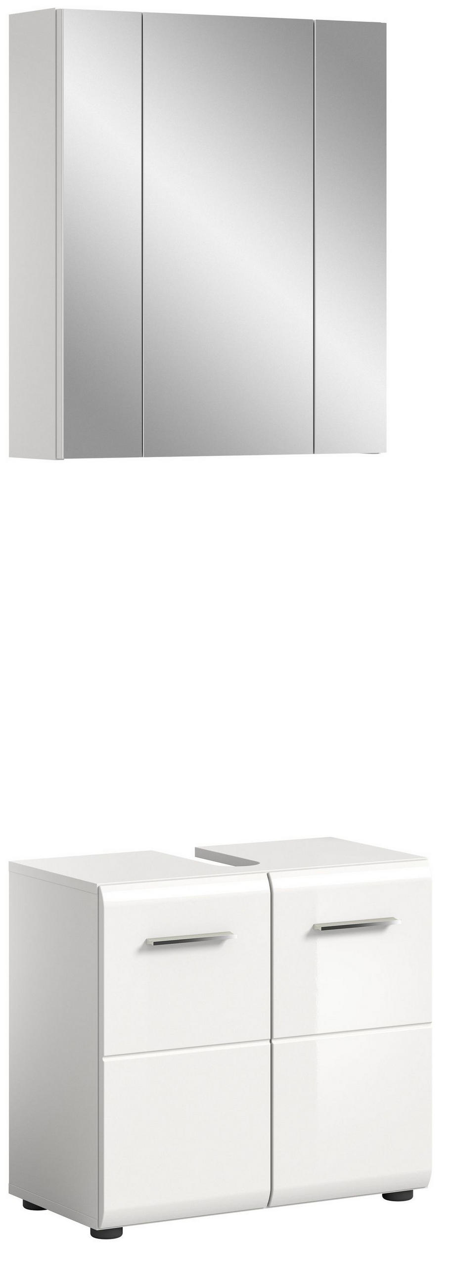 BADKOMBINATION Ice 60x185x30 cm weiß Hochglanz MDF 2tlg. - Weiß, Holz (60/185/30cm)