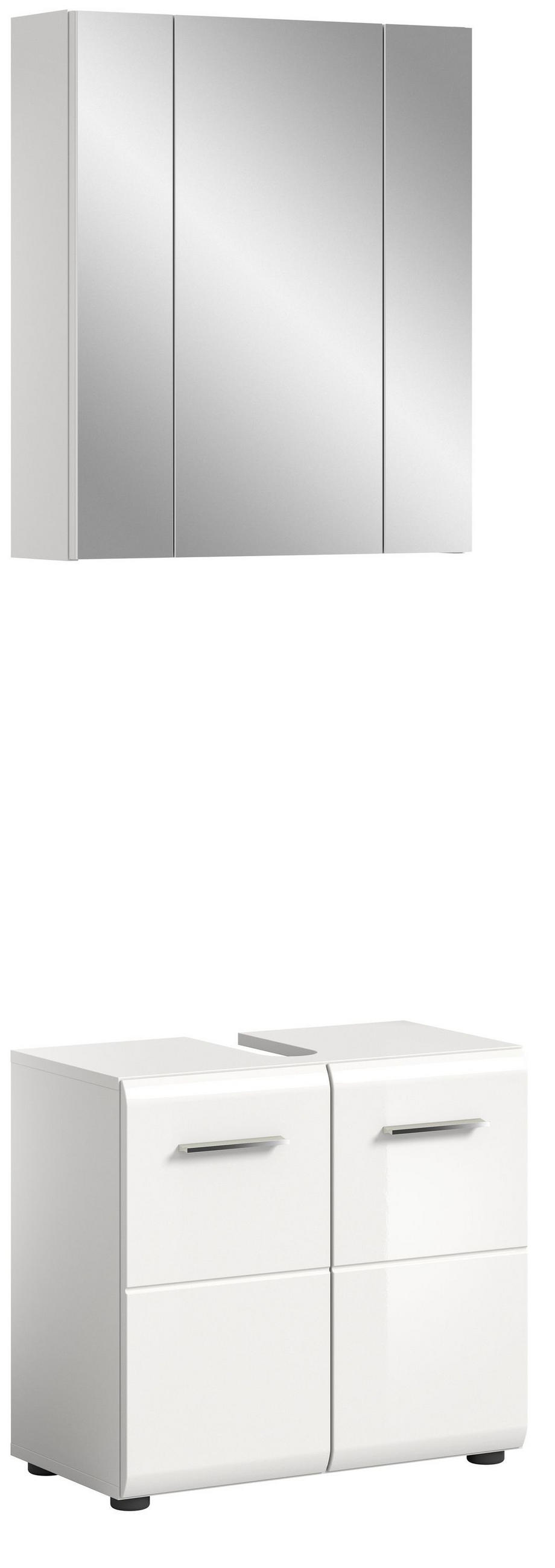 BADKOMBINATION Ice 60x185x30 cm weiß Hochglanz MDF 2tlg. - Weiß, Holz (60/185/30cm)