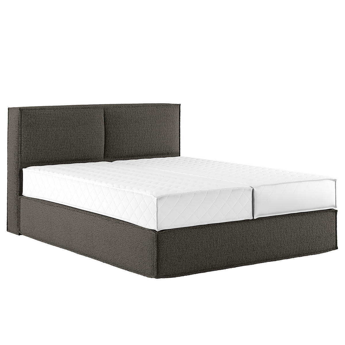 BOXSPRINGBETT mit Kopfteil - Premium - Anthrazit, Textil (140/200cm) - home24
