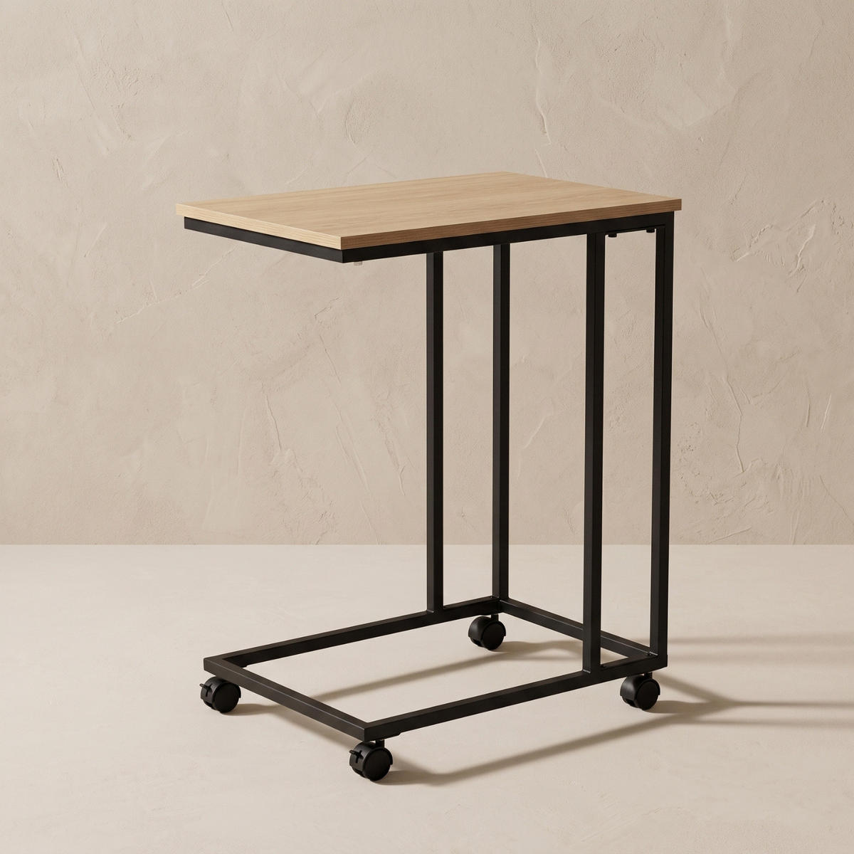 BEISTELLTISCH mit Rollen Braun 35/50/61 cm - Hellbraun, Metall (35/50/61cm) - SCENA LIVING