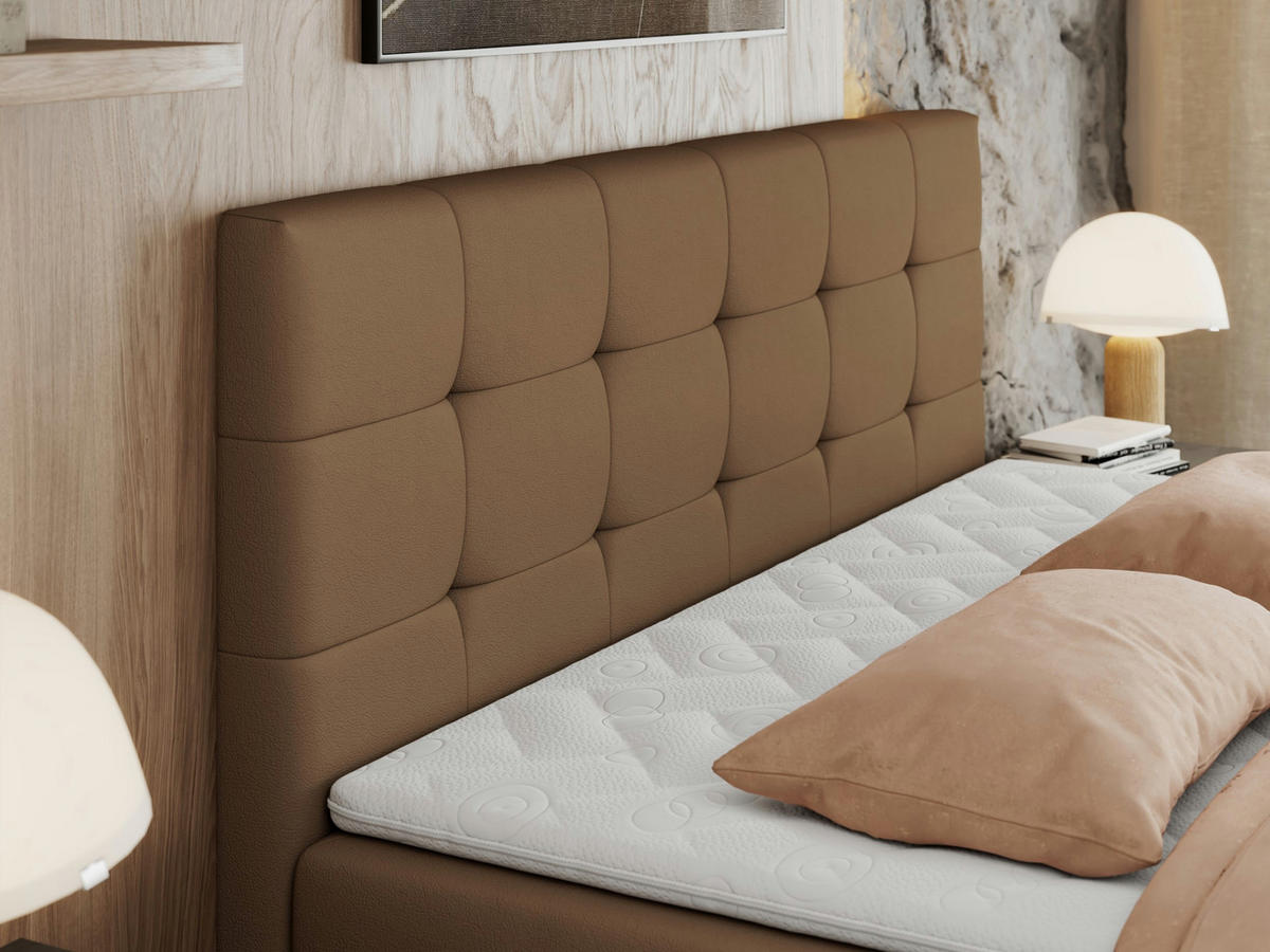 BOXBETT CENTO 120/200 Braun Kunstleder - H3 - Braun, Holz/Textil (120/200cm) - MKS