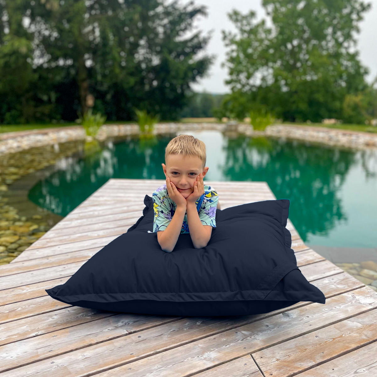 KINDER-SITZSACK Caree Kids blaugrau für Indoor und Outdoor - Blaugrau, Textil (140/100/30cm) - Bruni