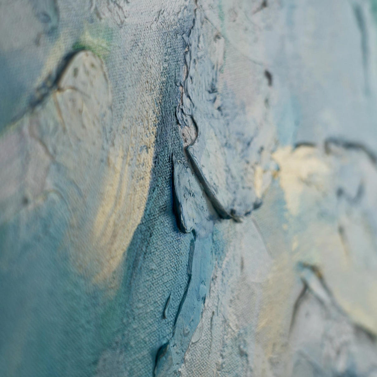 GEMÄLDE Florale Abstraktion Schattenfugenrahmen Blau 140x100 cm - Blau, Holz (140/100cm) - YS-art gallery