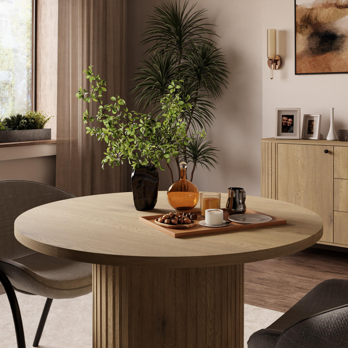 ESSTISCH BOLLA Ausziehbar 100 - 188 / 100 x 75 cm - Eichefarben/Eiche San Remo, Holz (100/100/75cm) - MASSENO