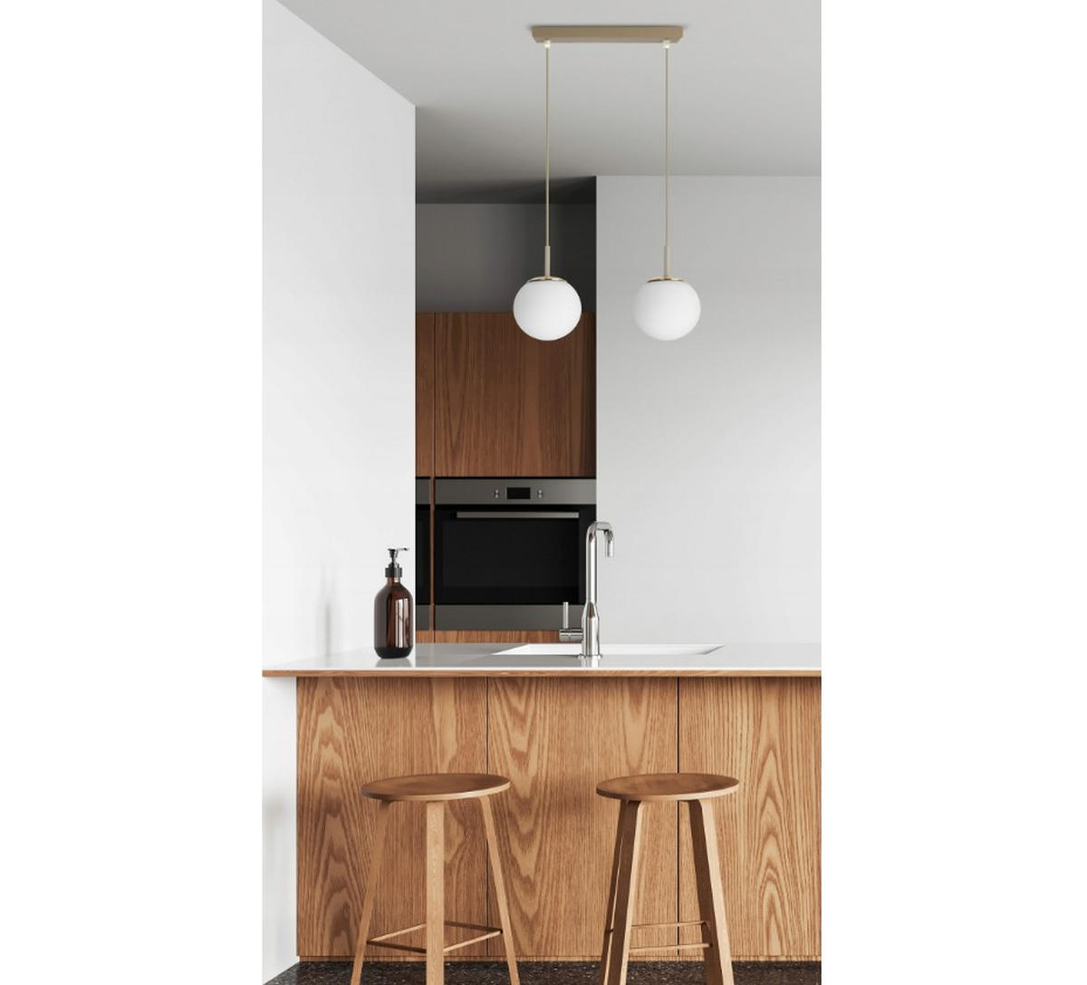 PENDELLEUCHTE ECRU II - Beige/Goldfarben, Glas/Metall (32/14/100cm) - kiki design
