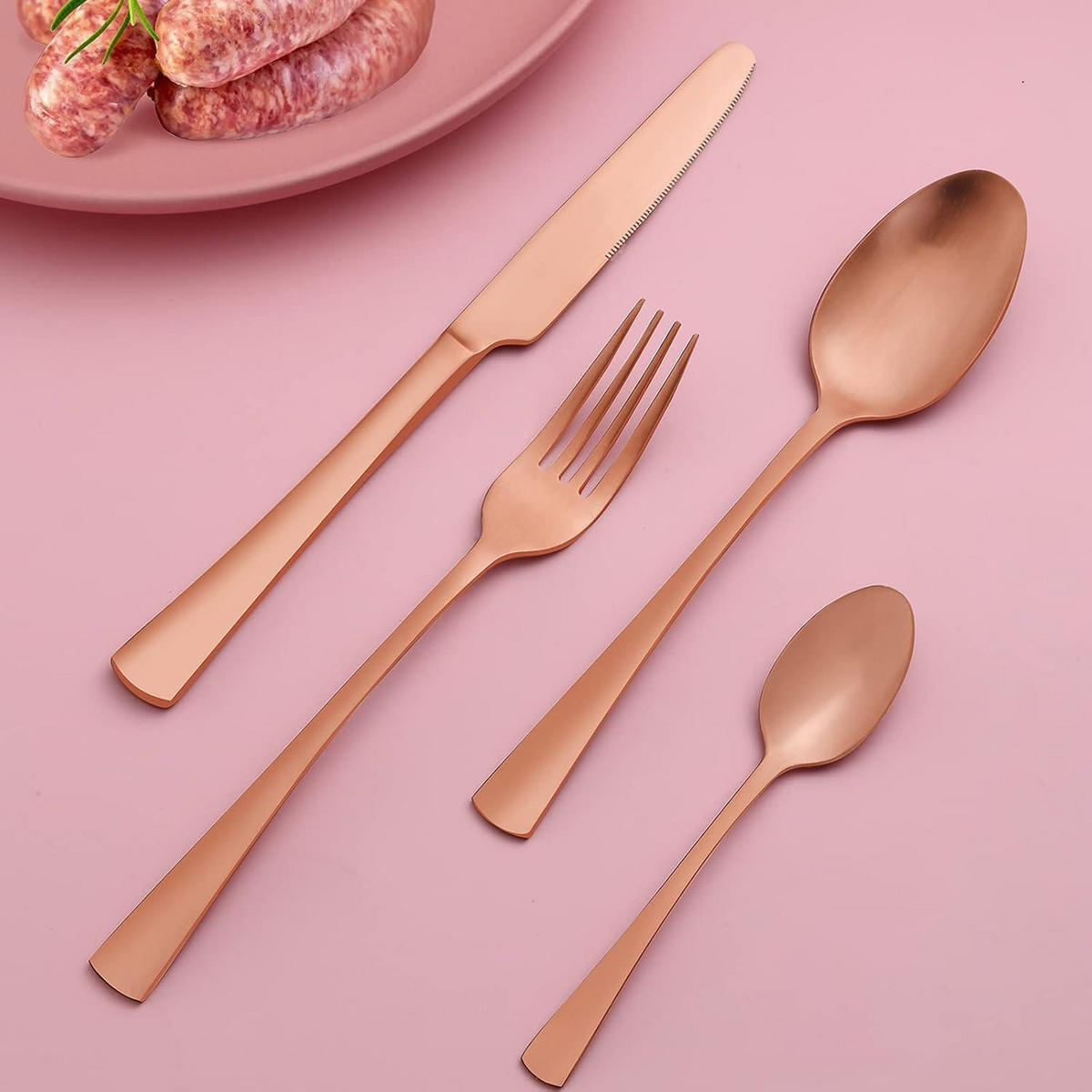 BESTECKSET 24-teilig für 6 Personen Roségold Matt - Bronzefarben, Metall