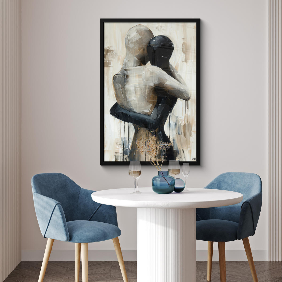 ZARÁMOVANÝ PLAGÁT Abstraktné - Láska - Čiernobiele - Moderné 60x90 cm - čierna, papier (60/90cm) - MuchoWow