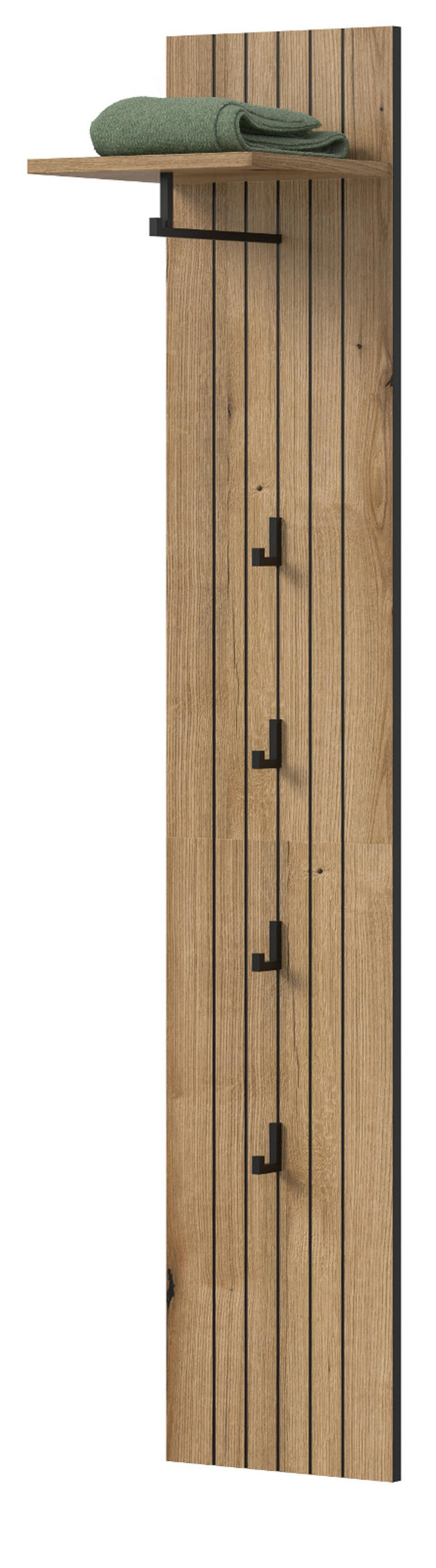 GARDEROBENPANEEL Evoke Eiche 31 x 160 cm, Wandgarderobe mit Kleiderstange - Eiche Artisan, Glas/Holzwerkstoff (31/160/27cm) - Inn.Furn