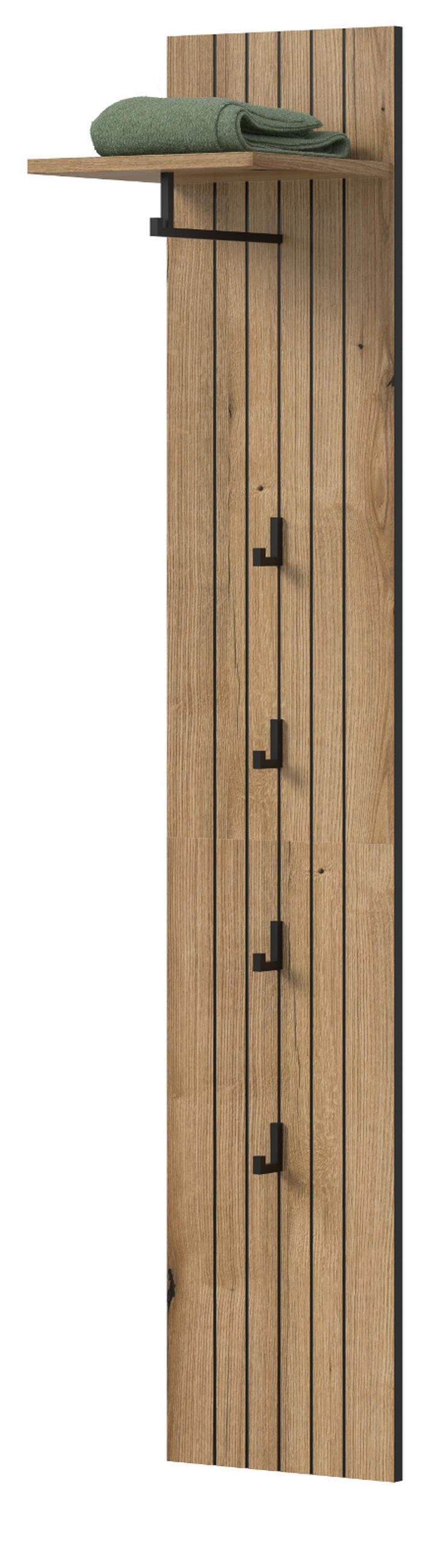 GARDEROBENPANEEL Evoke Eiche 31 x 160 cm, Wandgarderobe mit Kleiderstange - Eiche Artisan, Glas/Holzwerkstoff (31/160/27cm) - Inn.Furn