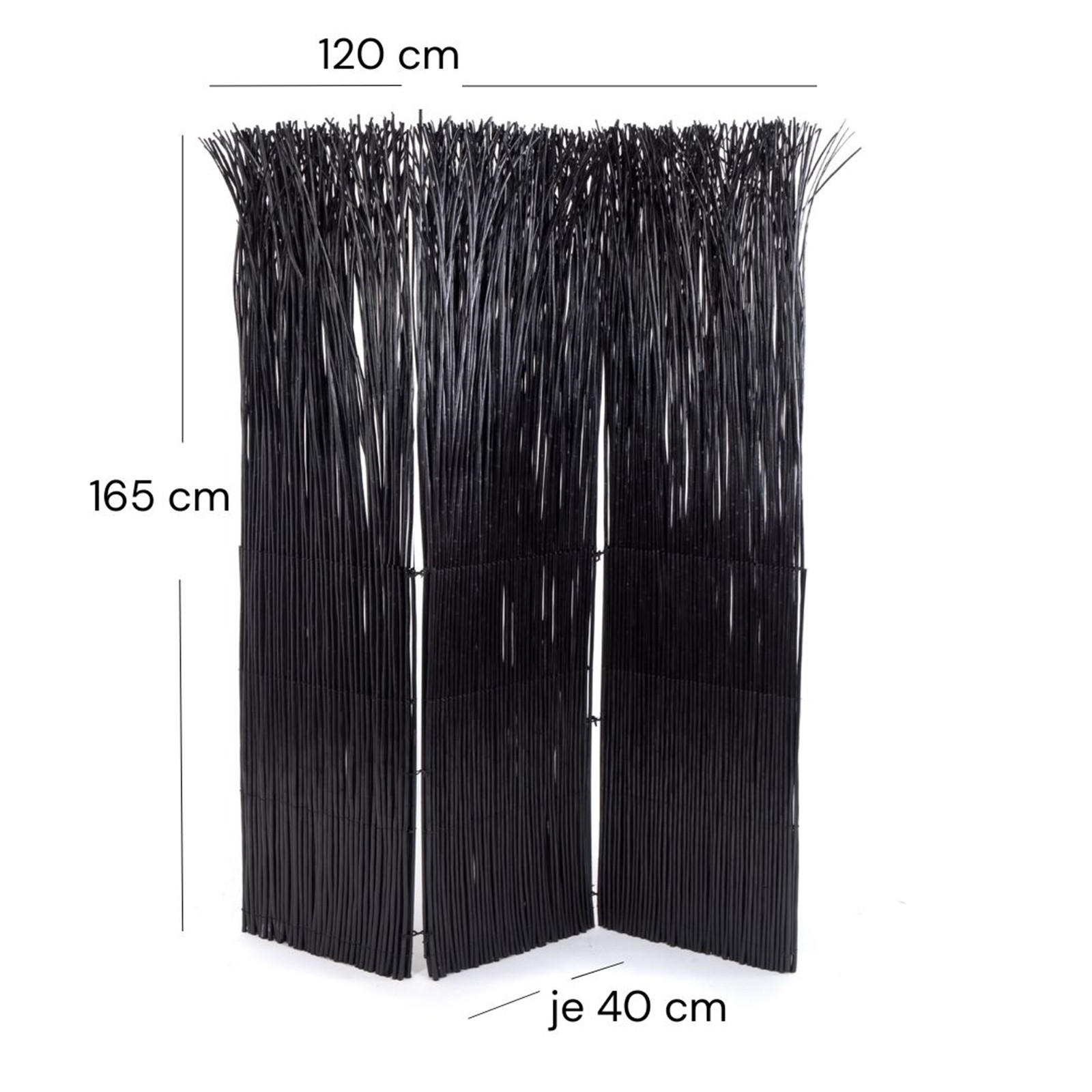 RAUMTEILER Nature 3-tlg. Weidenholz schwarz - Schwarz, Naturmaterialien (120/165/3cm) - DESIGN DELIGHTS